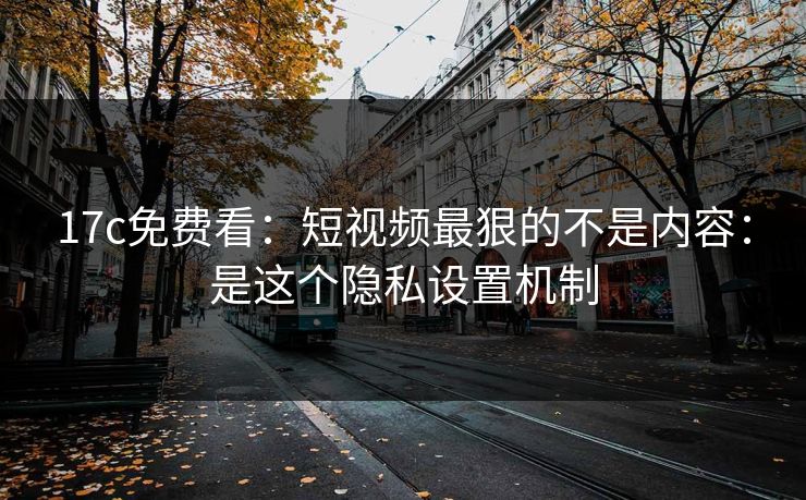 17c免费看：短视频最狠的不是内容：是这个隐私设置机制